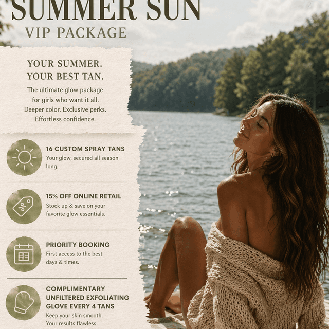 Summer Glow ULTIMATE VIP Package at Barefoot and Bronze Luxury Mobile Spray Tanning in Cleveland, GA